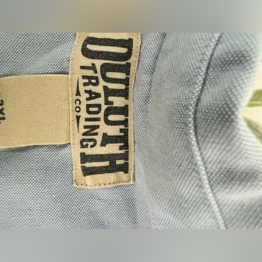 Duluth Trading Co Shirt Mens 3XL Blue Button Up Short Sleeve Utility Workwear - Picture 7 of 9